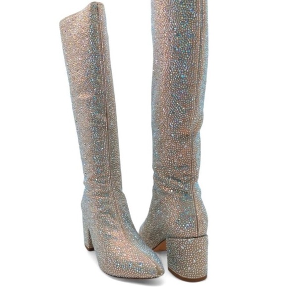 Wet Kiss Iridescent Crystal Knee High Boots - Picture 6 of 6
